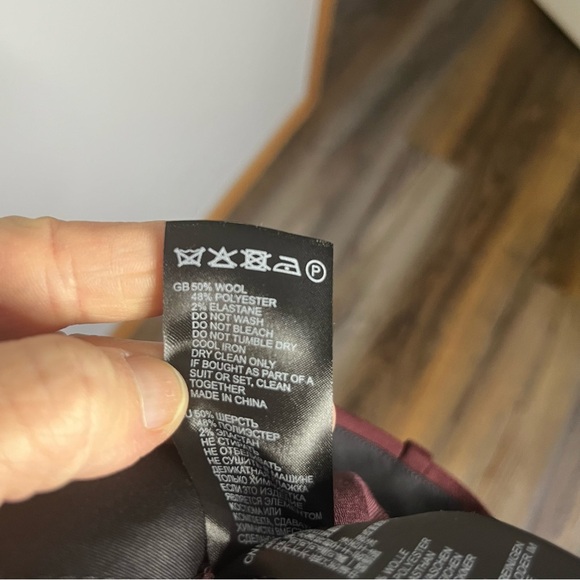 Reiss Straight Leg Cuff Ankle Crop Trouser Pant Women 8 Plum Wool Blend Career - Picture 9 of 9